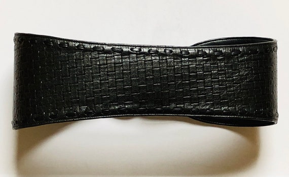 Vintage Betsey Johnson Black Italian Leather Wide… - image 3