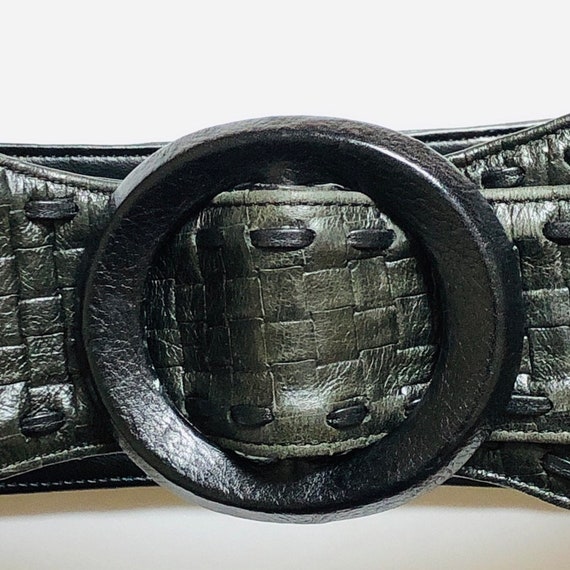 Vintage Betsey Johnson Black Italian Leather Wide… - image 2