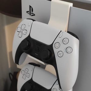 PS5 Controller Mount Dual Holder | Side Console Hook Gamepad Stand | PlayStation 5 Gaming Desk Organizer Accessories Tech Gift