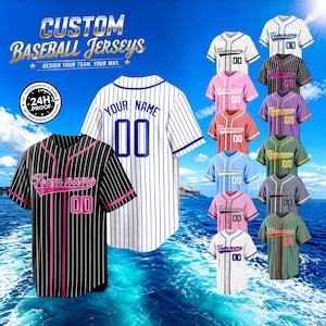 Custom Baseball Jerseys – Solid, Striped, or Gradient – Personalized Embroidered Name & Number – Men, Women, Youth Team Uniforms