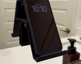 Suction Cup Phone Stand for Mirror | Hands-Free Bathroom Mirror Mount Phone Holder | Shower & Vanity Mount | Removable No-Drill Design