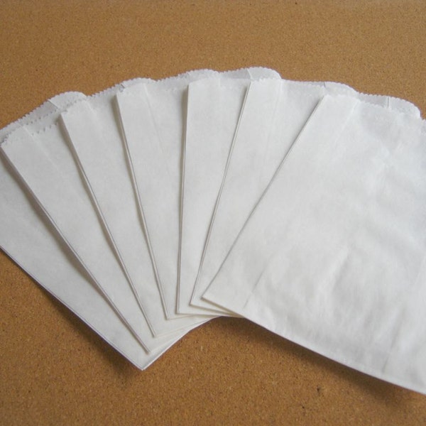 Weiss Mini Papiertüten, Geschenktüte Kraft 50pcs Craft White Paper Bag Umhängetasche - 3 3/4 x 6 Partei begünstigt, Trick oder Festlichkeit, Candy Bag, Bäckerei-Tasche