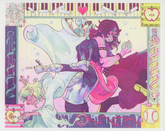 Hometown Heroes Risograph Print -- Deltarune