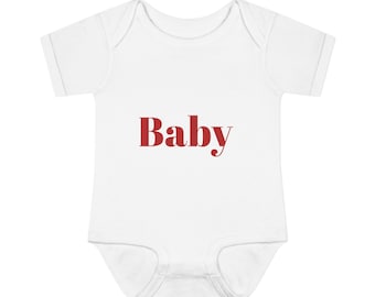 Baby text bodysuit | Infant Bodysuit, Minimal Red Typography