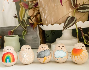 Hand painted wooden Montessori  weather dolls