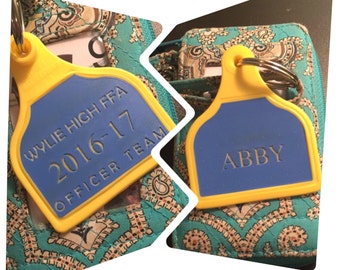 Personalized Lamb/Sheep size eartag in FFA colors can be customized to your liking