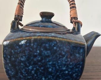 Bule de chá de cerâmica japonesa Vintage Blue Studio
