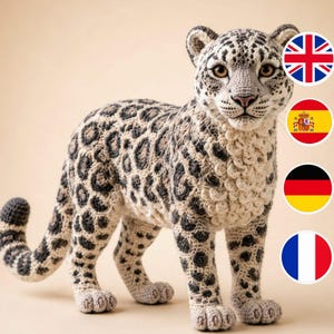 Realistic Snow Leopard Crochet Pattern PDF, Amigurumi Wildlife Toy Tutorial (Digital Download)