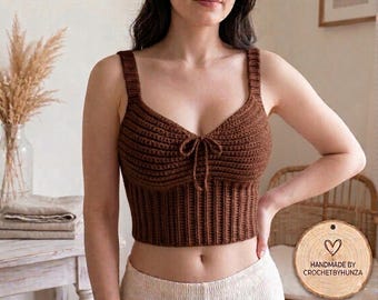 Geripptes Bustier-Häkelmuster, modernes Häkel-Crop-Top, einfache Sommertop-Anleitung, Schritt-für-Schritt-PDF-Anleitung, trendige Festivalkleidung