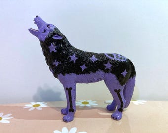 Hand Painted Wolf display figurine. Wisteria Witch.