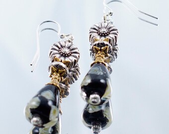 Black Art Deco Inspired Earrings