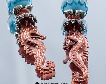 Seahorse and Anemone Earrings