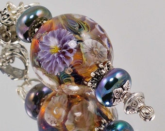 Lampwork Necklace, Passion Flower Glass Pendant, Feminine Necklace, Statement Jewellery, Etsy UK