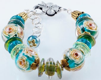 Eastern Rose Bracelet, Handmade Bracelet, UK Seller