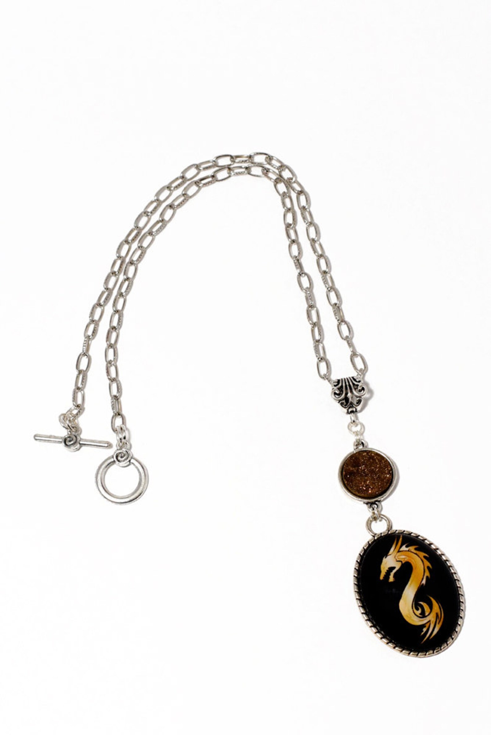 Water Dragon Necklace Art Picture Cabochon Necklace Tribal Etsy