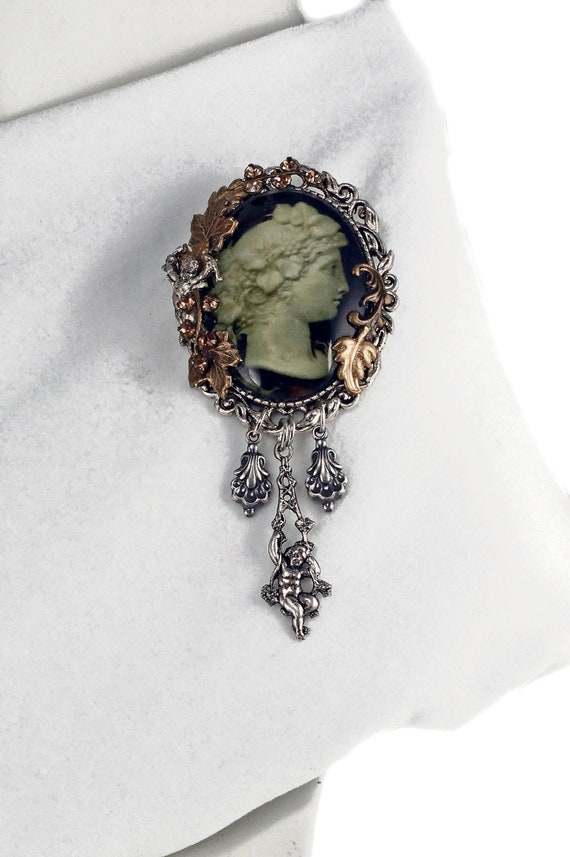 Pin Fixing Etsy UK Art Nouveau Picture Brooch Glass Brooch OOAK Cabochon Brooch