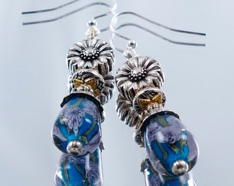 Blue Art Nouveau Earrings