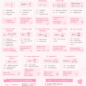 May include: A light pink educational study guide titled Ultrasound Physics High-Yield Formula Summary Quick Review for the SPI Exam. The document features a grid of physics formulas, an ultrasound machine icon, and decorative pink bows.