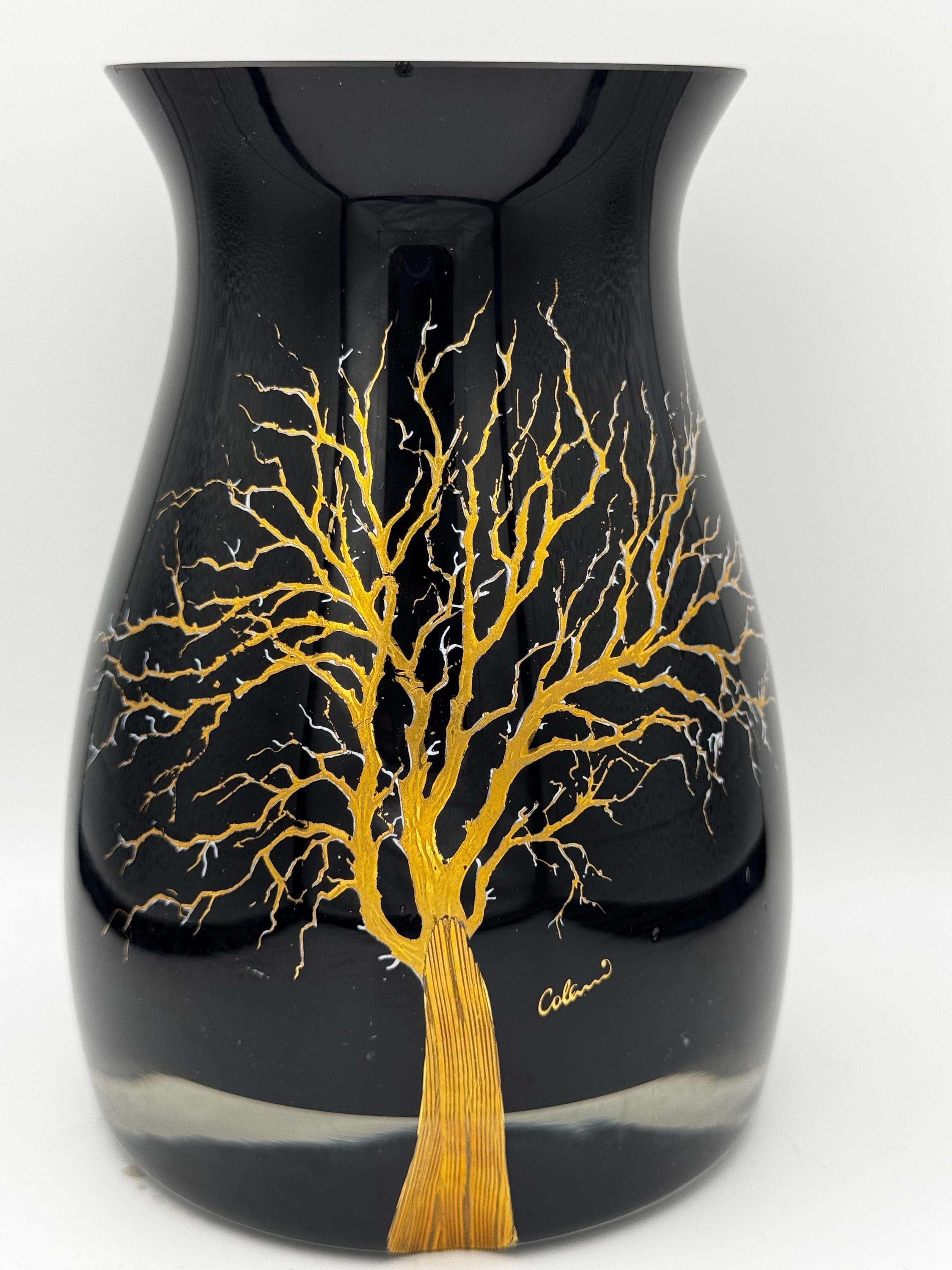 Gilded Black Vase - Etsy
