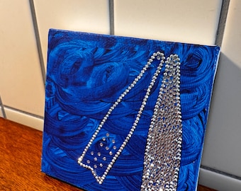 Freediving Long Fin Canvas Art, Handmade Beaded Ocean Decor, Gift for Freediver