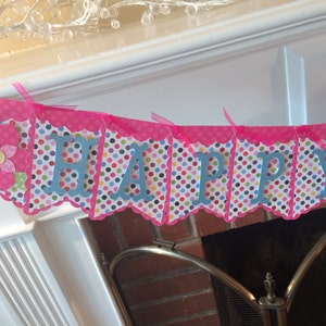 SALEPrice Reduction Birthday Banner/Garland/Pennant/Bunting/ Birthday Party Decor Pink & Blue polka dots Party Banner 11 image 2