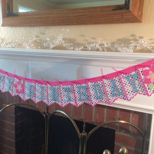 SALEPrice Reduction Birthday Banner/Garland/Pennant/Bunting/ Birthday Party Decor Pink & Blue polka dots Party Banner 11 image 3