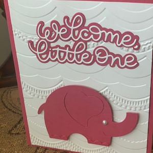 Handgemaakte babykaart/douchekaart/kaart voor geslachtsbepaling/gestanste kaart/handgestempelde kaart