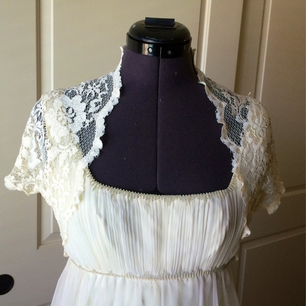 Lace Bridal/prom/evening  Shrug/bolero/jacket from stretch lace Style 204 Size XS to 5XL Plus Sizes Available