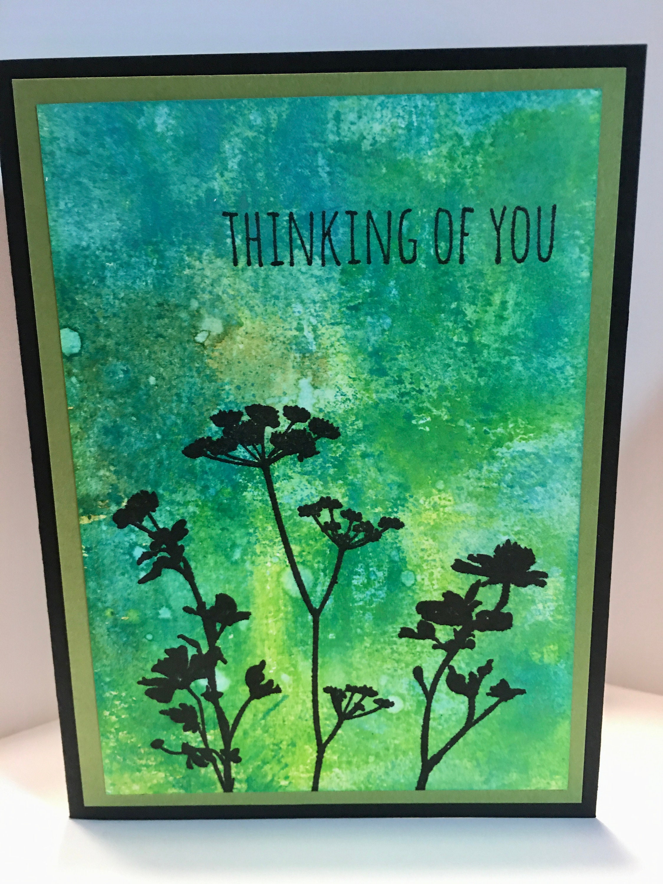 Handmade Greeting Card Die Cut Card hand Stamped Card Blank Etsy