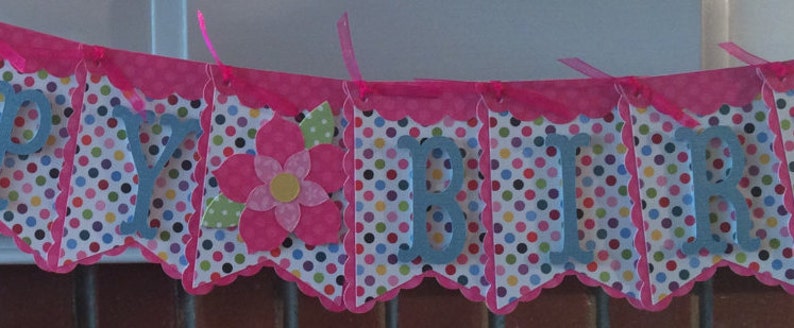 SALEPrice Reduction Birthday Banner/Garland/Pennant/Bunting/ Birthday Party Decor Pink & Blue polka dots Party Banner 11 image 4