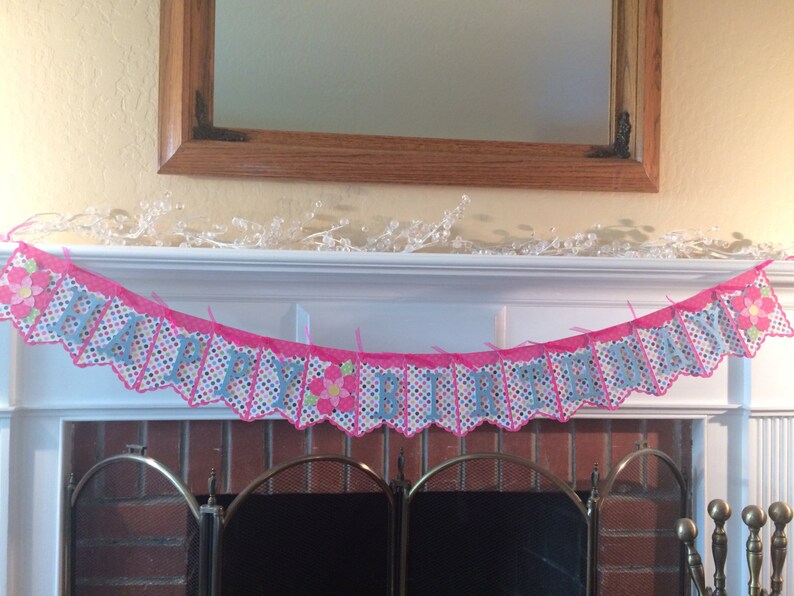 SALEPrice Reduction Birthday Banner/Garland/Pennant/Bunting/ Birthday Party Decor Pink & Blue polka dots Party Banner 11 image 5