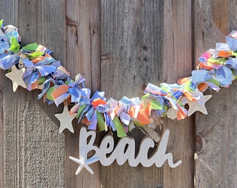 Beach/Summer Rag tied garland/with seashell and starfish decorations