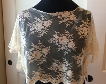 Lace Bridal Capelet – Handmade Boho Wedding Cover-Up (Plus Sizes)