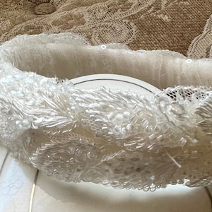 Bridal headband/ headpiece /Ivory beaded leaves/ First Communion headband/Wedding Crown