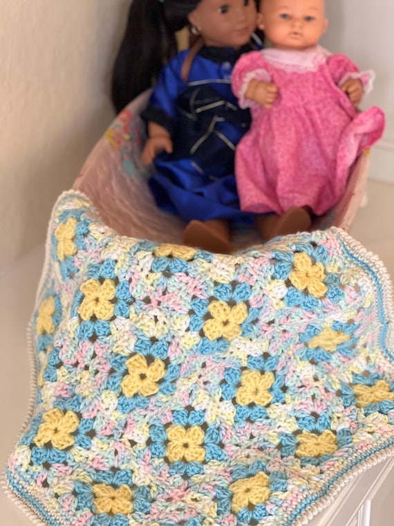 Crochet Granny Square Blanket American Girl/bitty Baby/cabbage