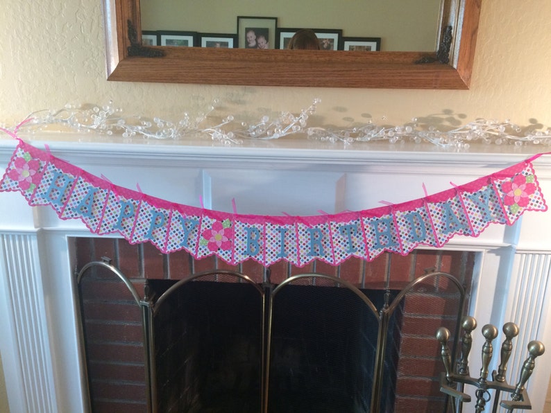 SALEPrice Reduction Birthday Banner/Garland/Pennant/Bunting/ Birthday Party Decor Pink & Blue polka dots Party Banner 11 image 1