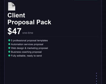 Client Proposal Pack | 5 Proposal Templates | Automation, Consulting, Web Design, Marketing & Coaching | Freelancer Agency Templates