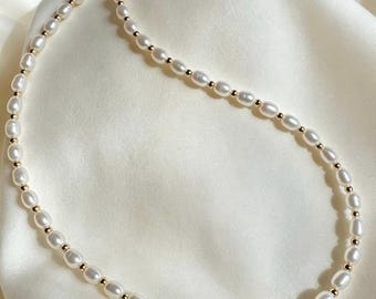 Genuine Freshwater Pearl Choker Necklace, Gold Vermeil