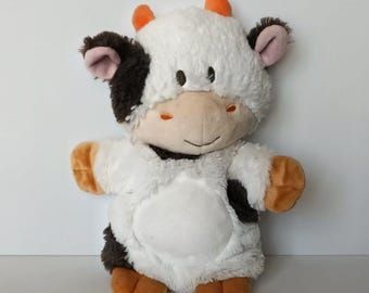 Demdaco Kuh Handpuppe 2018 weich Plüsch 28 cm Nat + Jules Kleinkind Baby