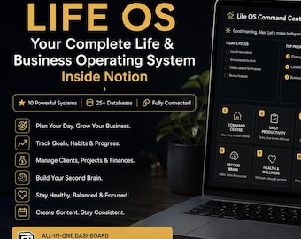 Notion Life OS Template | Personal Productivity Dashboard, Goal Planner, CRM & Finance Tracker