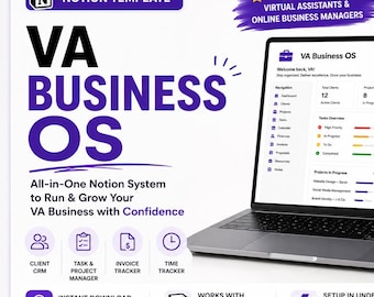 Virtual Assistant Business OS Notion Template | Client CRM, Task Manager (Digital Download)