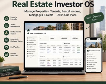 Real Estate Investor Notion Template | Property Management Dashboard | Rental Income, Tenant & Mortgage Tracker