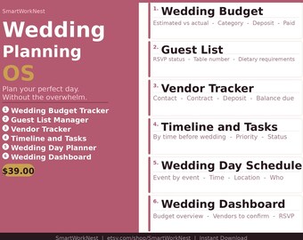 Wedding Planning OS Notion Template | Budget, Guest, Vendor Tracker (Digital Download)