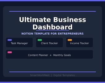 Notion Business Dashboard Template | Task Manager Client Tracker Income Tracker Goals Planner Entrepreneur Productivity