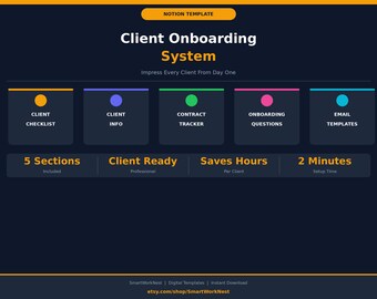 Notion Client Onboarding System | Checklist, Contract Trackers, Email Template