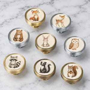 Woodland Animal Cabinet Knobs | Forest Creature Drawer Pulls | Nursery Dresser Knob | Single Hole Handles