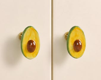 Ceramic Drawer Knobs, Brass Base Fruit Cabinet Pulls, Unique Dresser Handles ,Kids room Decor