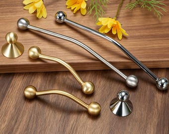 Curved Zinc Alloy Drawer Pulls Knobs, Brass / Brushed Nickel / Polished Chrome Kitchen Cabinet Handles