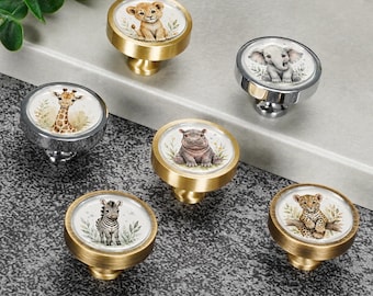 Baby Animal Cabinet Knobs | Jungle Nursery Dresser Drawer Pulls, Kids Furniture Knobs hanldes Hardware