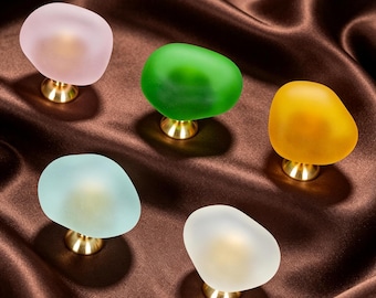 Frosted Pebble Cabinet Knobs | Irregular Stone Drawer Pulls,Unique Dresser Handles